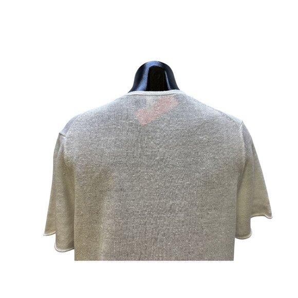 Eileen Fisher Light Gray Open-Front Short Sleeve Linen Cardigan Size M - Picture 6 of 9